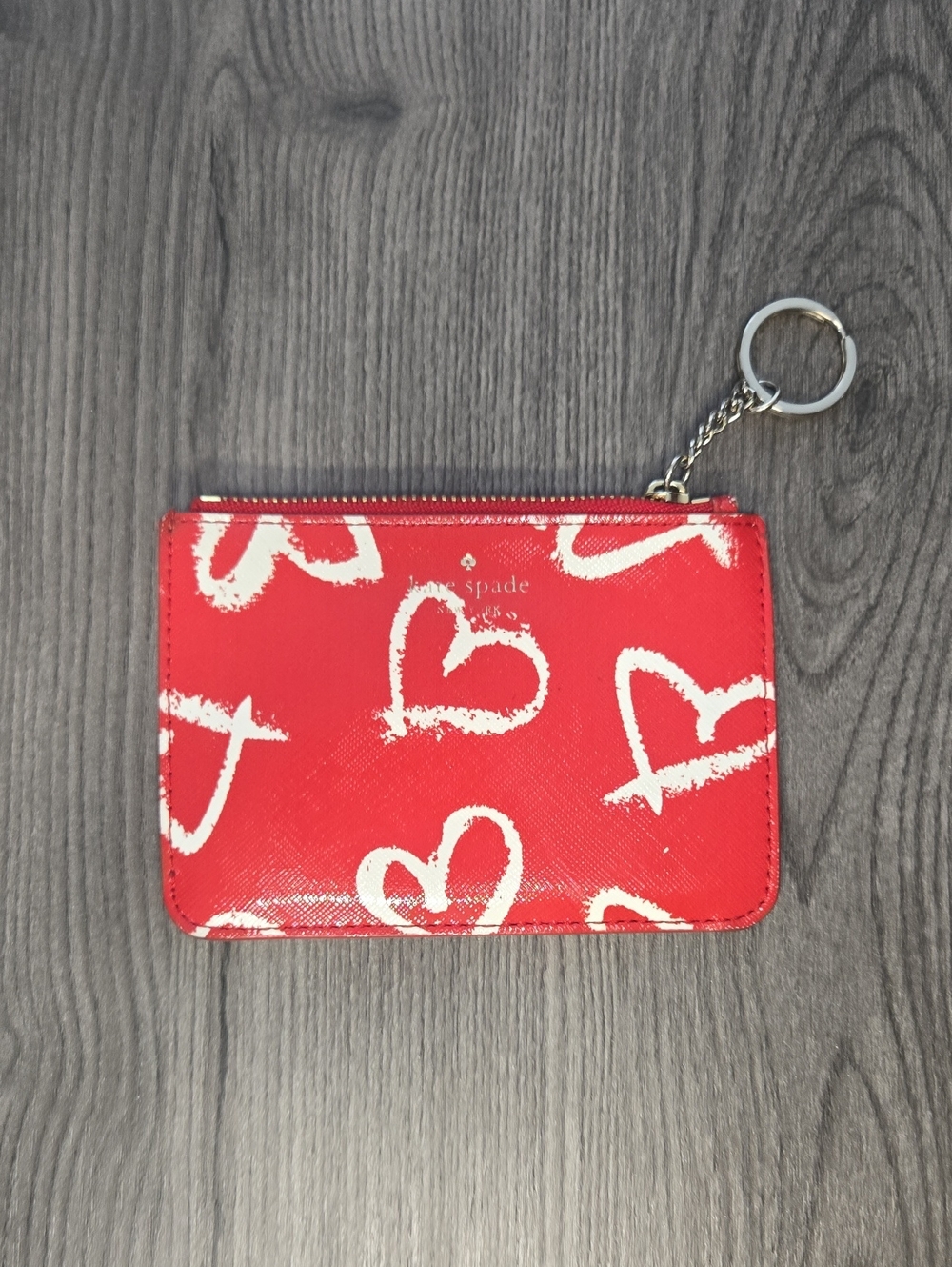 Kate Spade Red & White Zip Wallet Key Ring_170